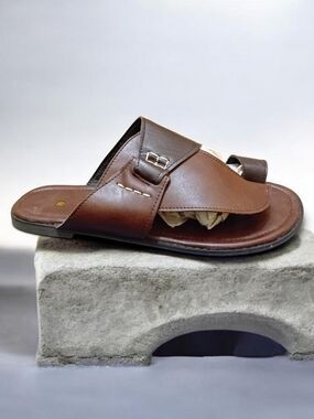 Hand Crafted Brown Men's Leather Slide Sandals